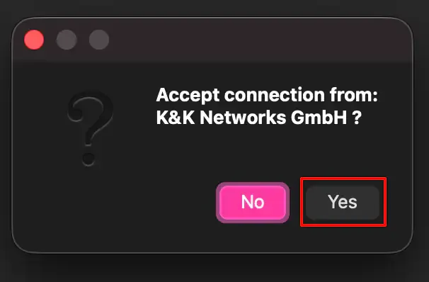 Verbindungsanfrage in macOS bestätigen